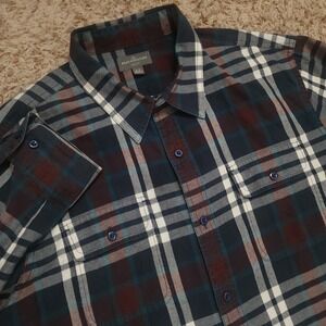 L.L. Bean Signature Flannel Shirt‎ Mens LT Multicolor Plaid Slim Fit Long Sleeve